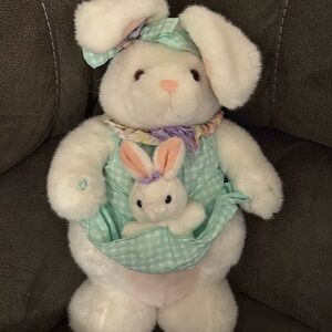 Adorable White and Mint Bunny Plush